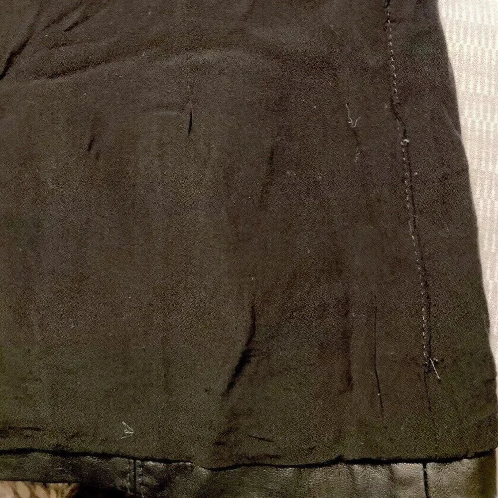 Free People Faux Leather Mini Skirt Zip Size 0 Black Lined Buckle Goth Grunge